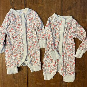 Newborn Modern Moments Floral Short Onesie Sleep and Play Twin Girl